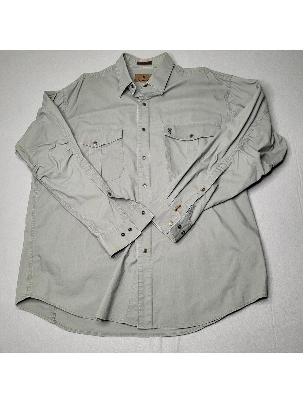 Vintage Browning Men's XL Super Naturals Snap Up Shirt Hunting Shooting Safari